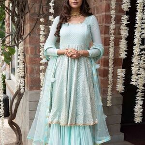 Rishi & Vibhuti Designer Baby Blue Anarkali NWT!